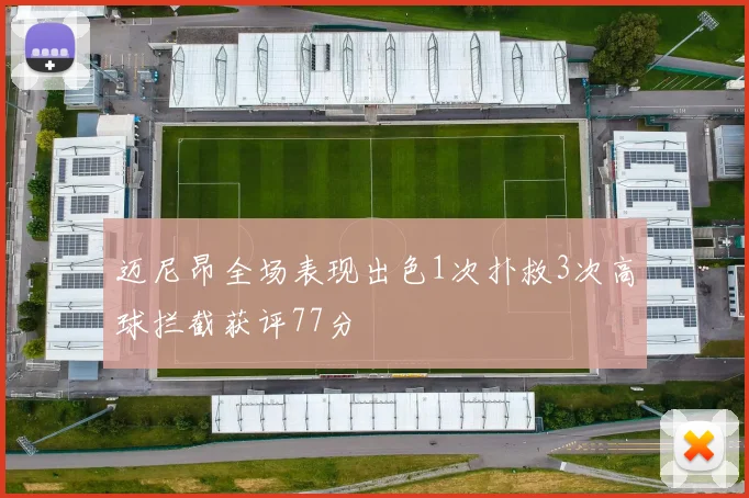 迈尼昂全场表现出色1次扑救3次高球拦截获评77分